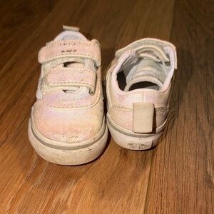 Kids White Glitter Vans